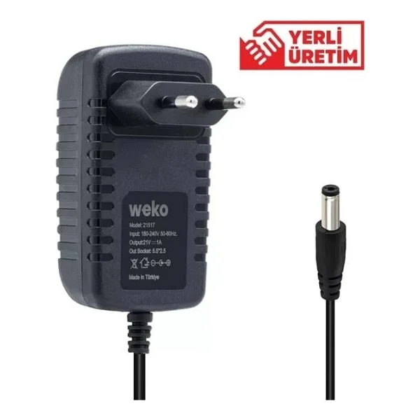 Weko 21 Volt - 1 Amper 5.5x2.5 Uçlu Priz Tipi Adaptör - Görsel 4