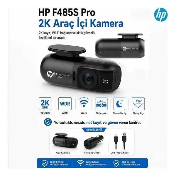 HP F485S Pro 2K Araç Kamerası - Görsel 9