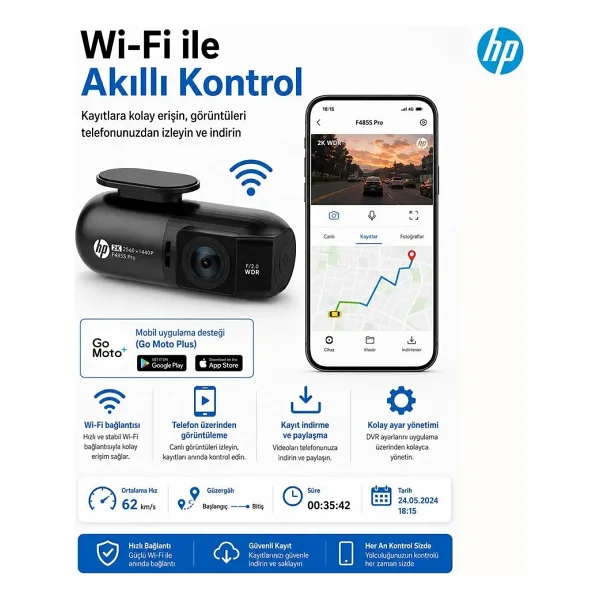 HP F485S Pro 2K Araç Kamerası - Görsel 3