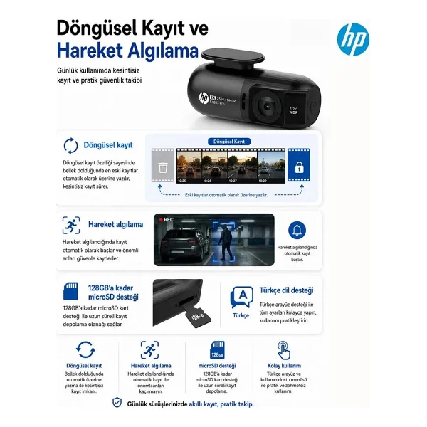 HP F485S Pro 2K Araç Kamerası - Görsel 6