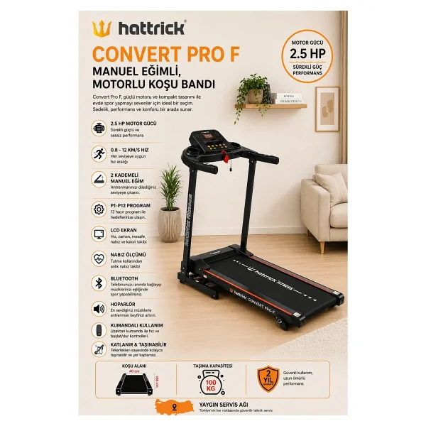 Hattrick Convert Pro-F Katlanabilir Koşu Bandı - Görsel 2