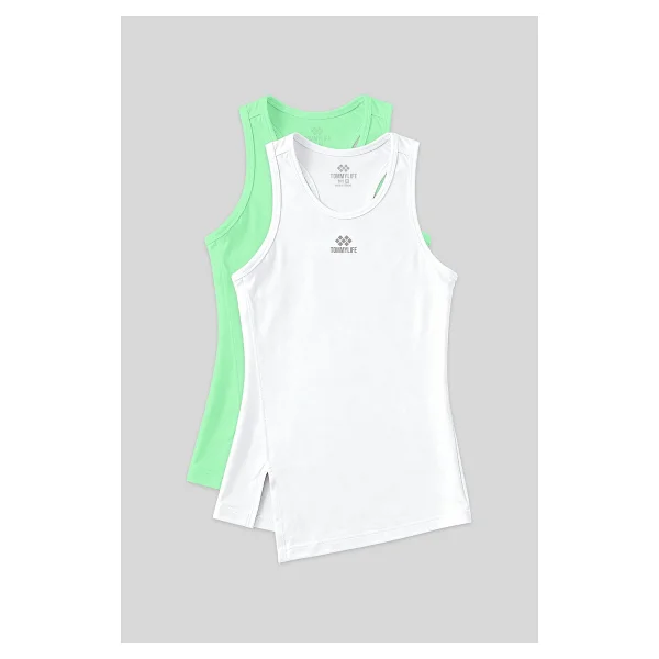 Tommy Life Standart Kalıp O Yaka 2li Paket Siyah-Beyaz Kadın Spor Atlet - 97256 - Görsel 5