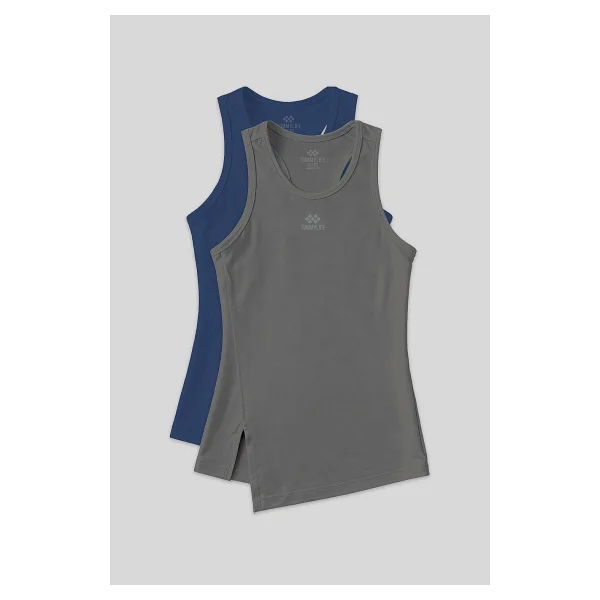 Tommy Life Standart Kalıp O Yaka 2li Paket Siyah-Beyaz Kadın Spor Atlet - 97256 - Görsel 6