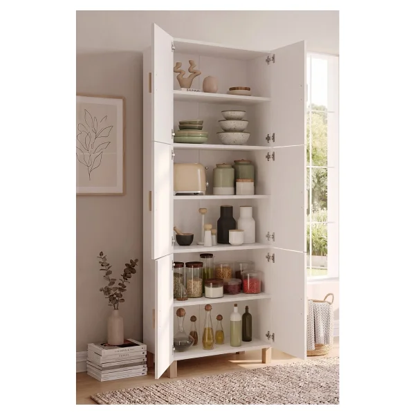 Yurudesign Oslo 6 Kapaklı Ahşap Ayaklı Çok Amaçlı Dolap Ayakkabılık Mutfak Kiler Banyo Erzak Dolabı Beyaz Ol1-W - Görsel 6