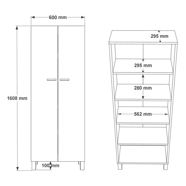 Yurudesign Oslo 2 Kapaklı Ahşap Ayaklı Çok Amaçlı Dolap Mutfak Kiler Erzak Banyo Düzenleyici Ayakkabılık Beyaz Ol7-W - Görsel 4