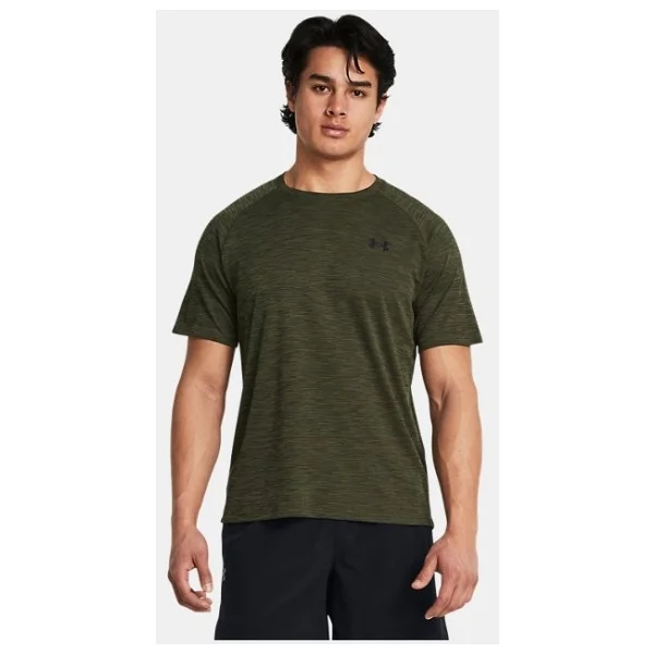 Under Armour Tech Textured 1382796-025 Gri Kısa Kollu Bisiklet Yaka Erkek Tişört - Görsel 5