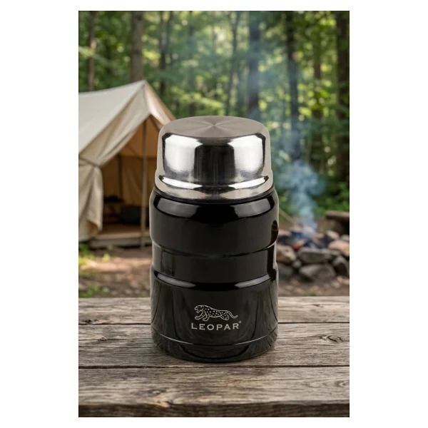 Cooker Yk1829 Leopar Kaşıklı 500 Ml Çelik Yemek Termosu - Görsel 2