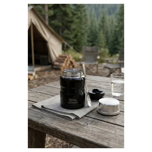 Cooker Yk1829 Leopar Kaşıklı 500 Ml Çelik Yemek Termosu - Görsel 3