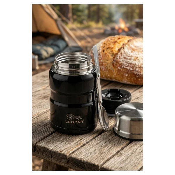 Cooker Yk1829 Leopar Kaşıklı 500 Ml Çelik Yemek Termosu - Görsel 4