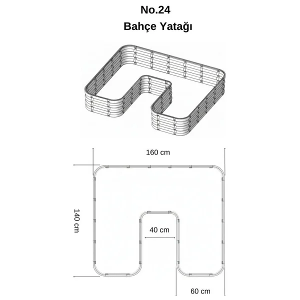 Bahçe Kulesi Modüler Yükseltilmiş Bahçe Sebze Yatağı No:24 (165x140) Bej - Görsel 3