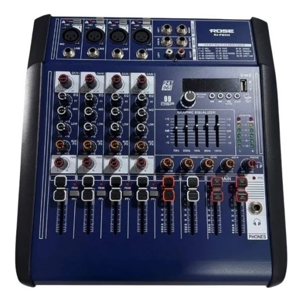 Rose R4-Pm500 2x250 W 4 Kanal Power Mikser - Görsel 4