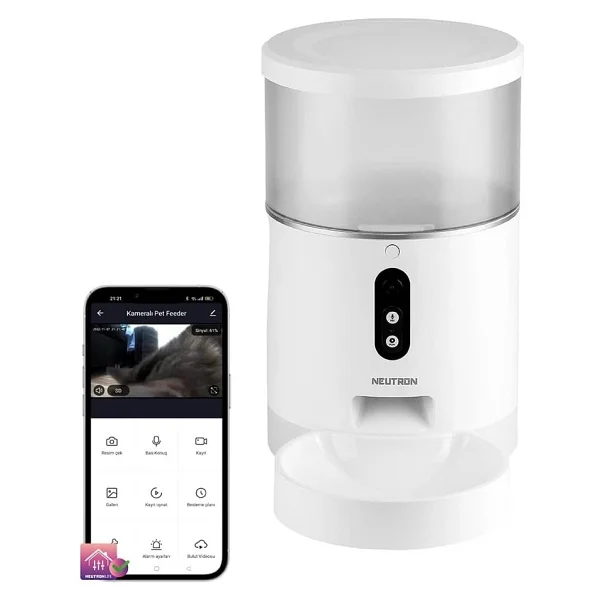 Neutron Kameralı Ve Sesli Akıllı Mama Kabı Wi-Fi Destekli - Smart Pet Feeder - App İle Kontrol - Çok Renkli - Görsel 6