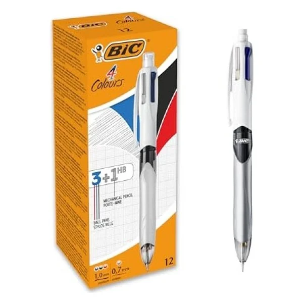 Bic 4 Colour Multifunction Black/Blue/Red/Pencil Pk12 - Görsel 3