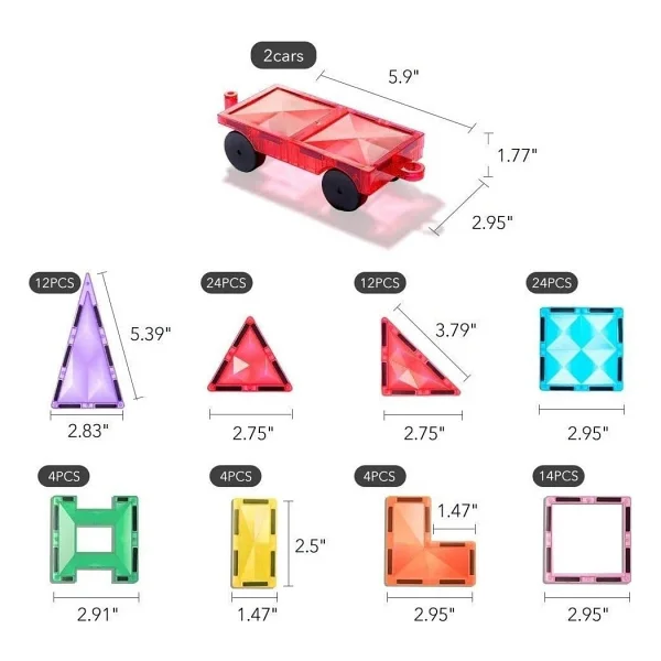 Mideer Renkli Magnetic Tiles - 100 Parça - Çok Renkli - Görsel 3
