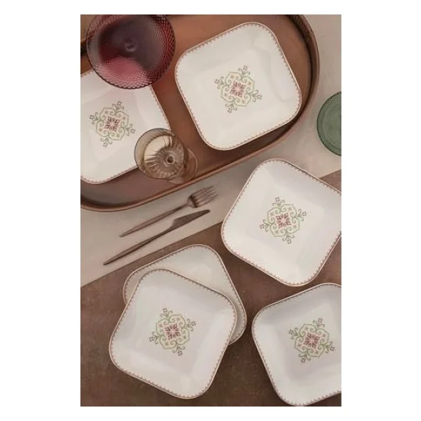 Kütahya Porselen Bone Minas Goblen 20 Cm 6'lı Yemek Tabağı - Görsel 2