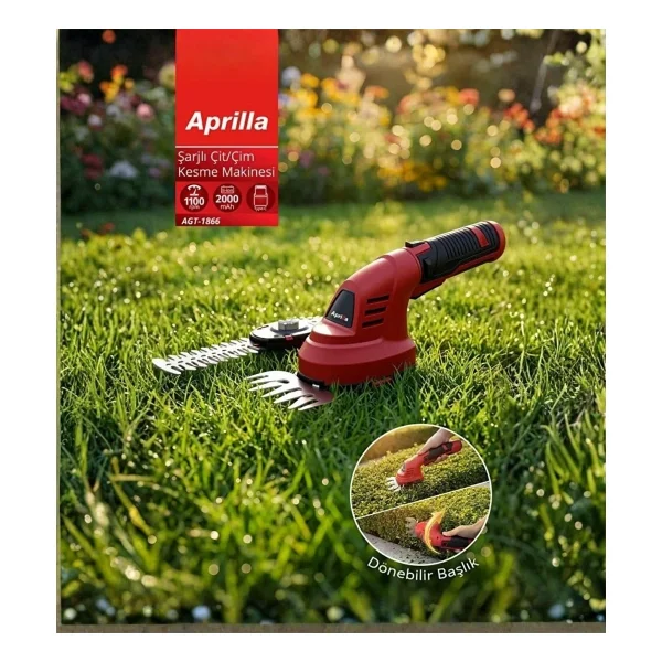 Aprilla Agt-1866 Şarjlı Çit Çim Kesme Makinesi 7.2v 1500 mAh Döner Sap - Görsel 2