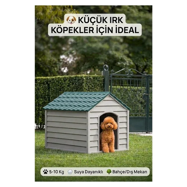 Flex Küçük Boy Plastik Köpek Kulübesi - Suya Dayanıklı Dış Mekan Köpek Evi 62x76x34 Cm - Görsel 10