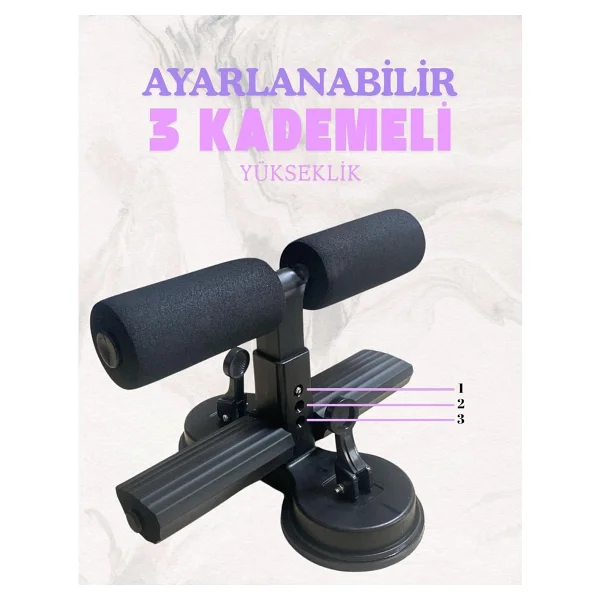 Çift Vantuzlu Mekik Çekme Metal Spor Aleti Ayak Destekli Karın Egzersizi Evde Spor Egzersiz - Görsel 3