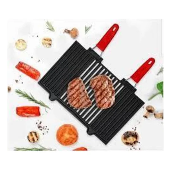Lava Döküm Çift Silikon Kulplu 25x40 Cm Mangal Izgarası - Görsel 3