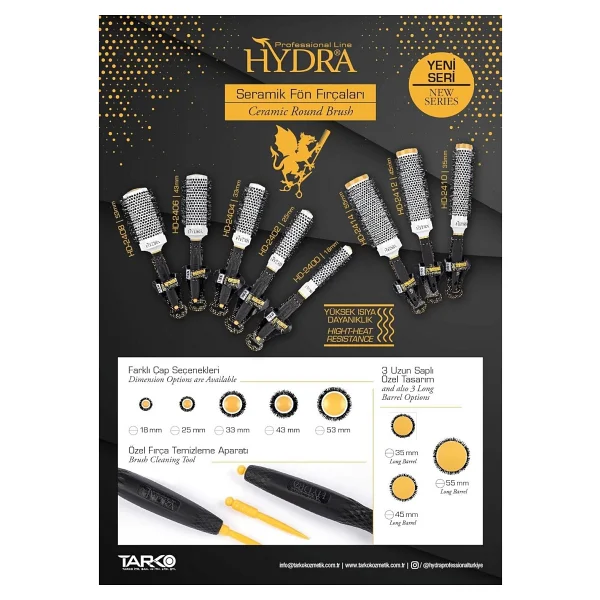 Hydra Professional Line Tarko 2404 Seramik Fön Fırçası - Çok Renkli - Görsel 2
