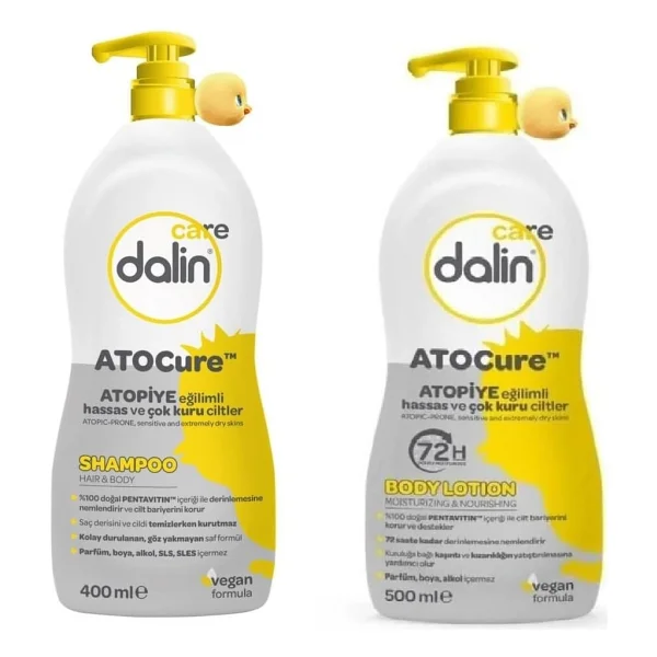 Dalin Care Atocure 2'li Set, Şampuan 400ml & Vücut Losyonu 500ml, Atopik Cilt Bakım - Görsel 2