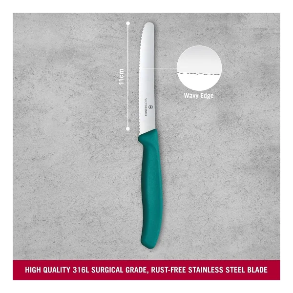 Victorinox Swiss Classic 6.7834.C1 Yeşil 11 Cm Tırtıklı Domates Bıçağı - Görsel 2