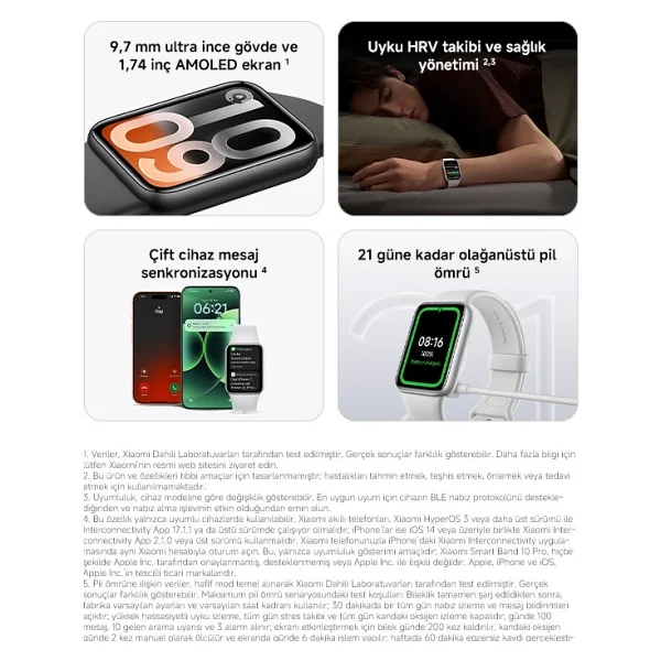 Xiaomi Smart Band 10 Pro Gümüş Akıllı Bileklik - Görsel 3