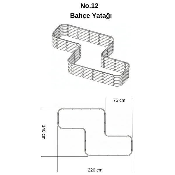 Bahçe Kulesi Modüler Yükseltilmiş Bahçe Sebze Yatağı No:12 (220x140) Gri - Görsel 3