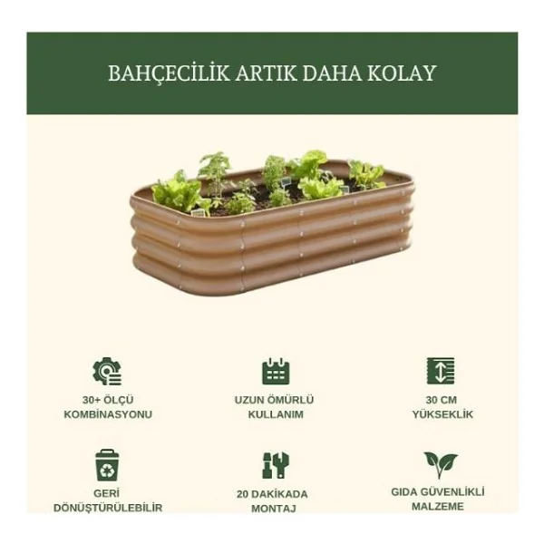 Bahçe Kulesi Modüler Yükseltilmiş Bahçe Sebze Yatağı No:12 (220x140) Gri - Görsel 4