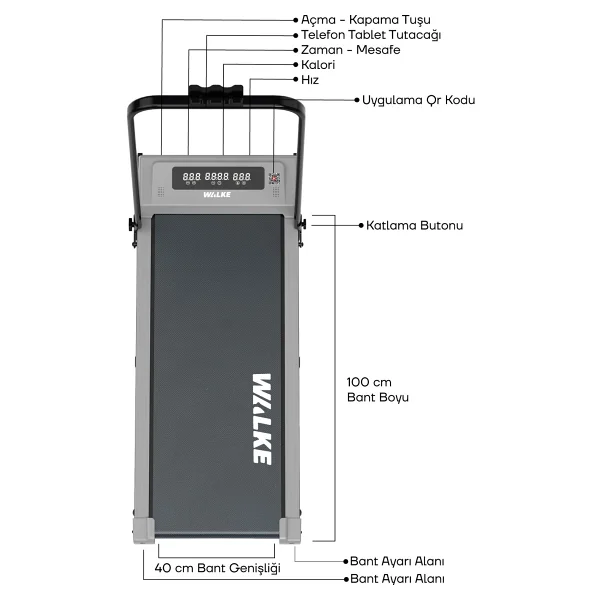 Walke G-Pro Uzaktan Kumandalı Katlanabilir Koşu Bandı - Görsel 2