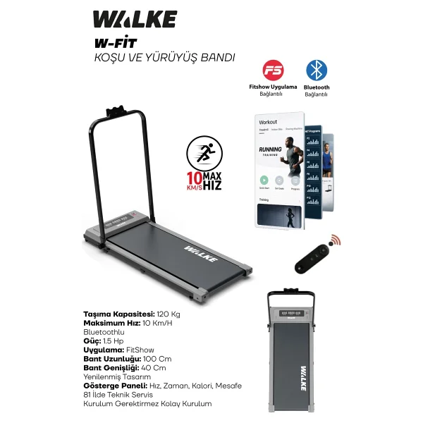 Walke G-Pro Uzaktan Kumandalı Katlanabilir Koşu Bandı - Görsel 3
