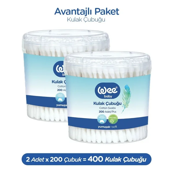 Wee Baby Kulak Temizleme Çubuğu Seti ( 200x2 400 Adet) - Görsel 3