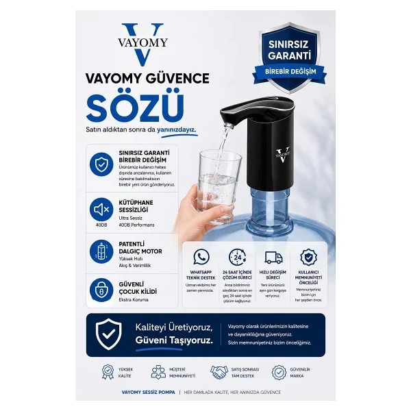 Vayomy Silentpro Şarjlı Damacana Pompası - Görsel 9