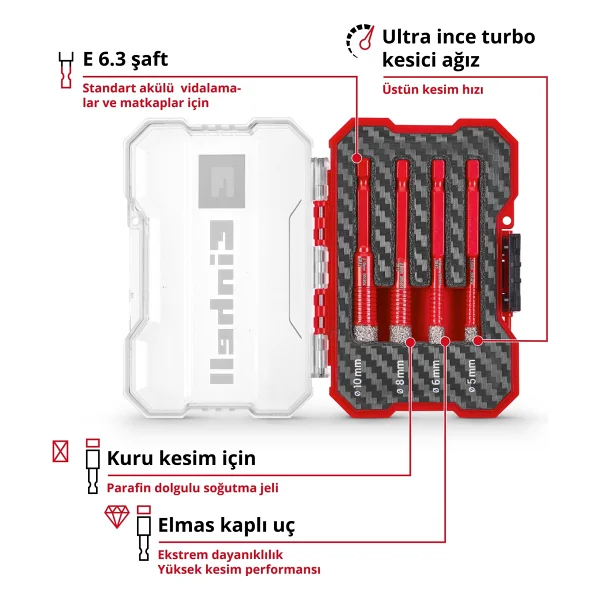 Einhell XS-Case 49500404 4 Parça Elmas Fayans Matkap Ucu Seti - Görsel 2