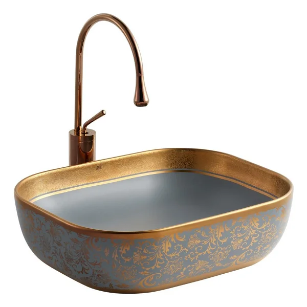 Lena EH-4290MGR Tezgah Üstü Porselen Lavabo - Görsel 4
