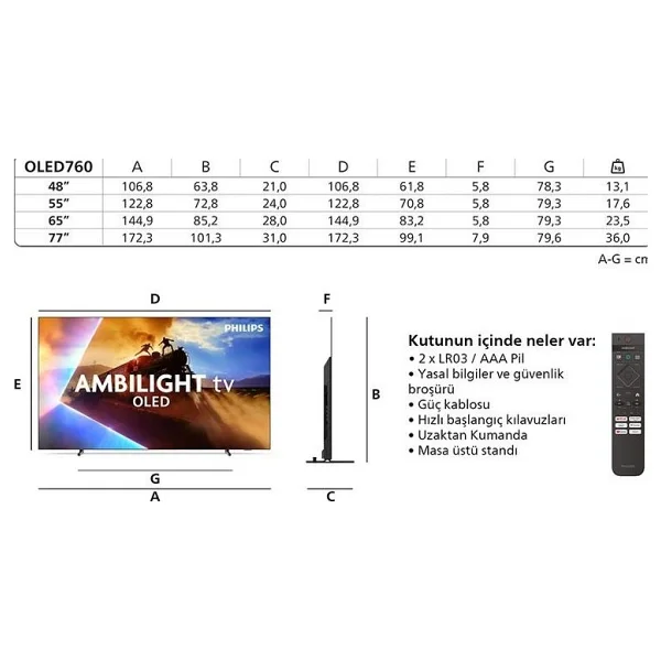 Philips 55oled760 4K Ultra HD 55" 140 Ekran Uydu Alıcılı Smart Ambilight OLED TV - Görsel 7