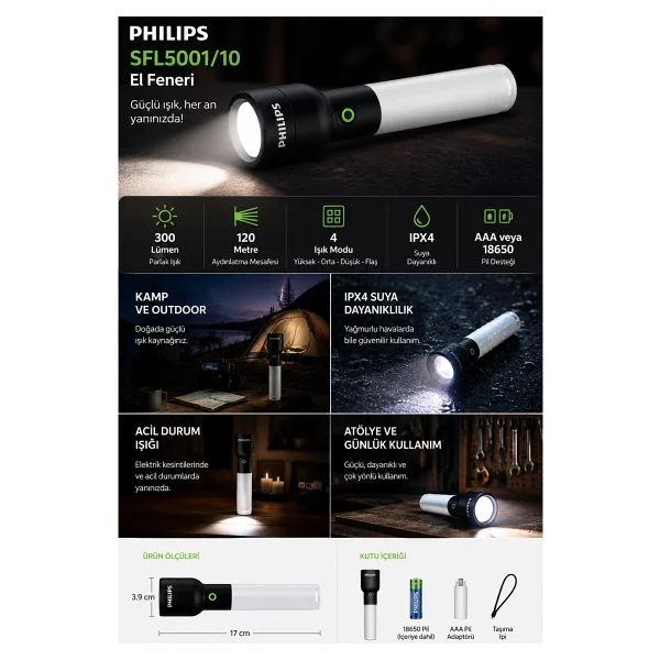 Philips Sfl5001 300 Lümen LED El Feneri - Görsel 7