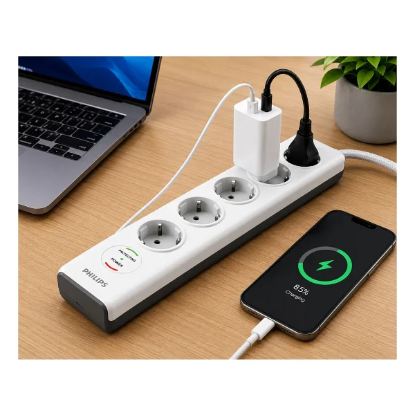 Philips Spn7040wa/62 600 Joule 2 M 4'lü Akım Korumalı Priz - Görsel 3