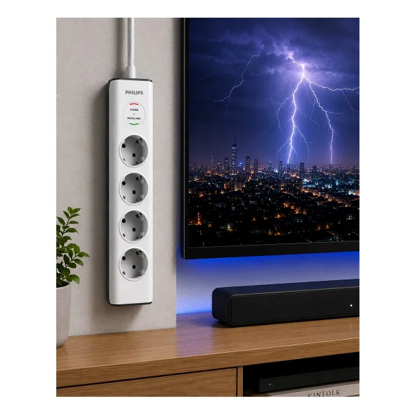 Philips Spn7040wa/62 600 Joule 2 M 4'lü Akım Korumalı Priz - Görsel 4