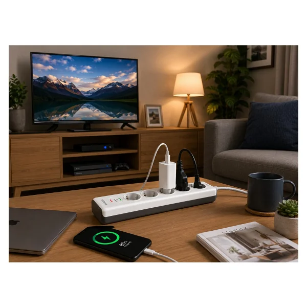 Philips Spn7040wa/62 600 Joule 2 M 4'lü Akım Korumalı Priz - Görsel 5