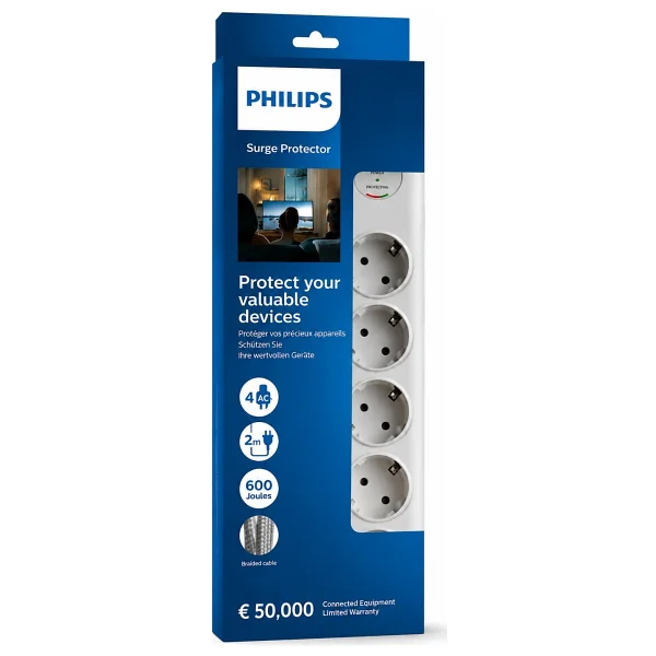 Philips Spn7040wa/62 600 Joule 2 M 4'lü Akım Korumalı Priz - Görsel 6