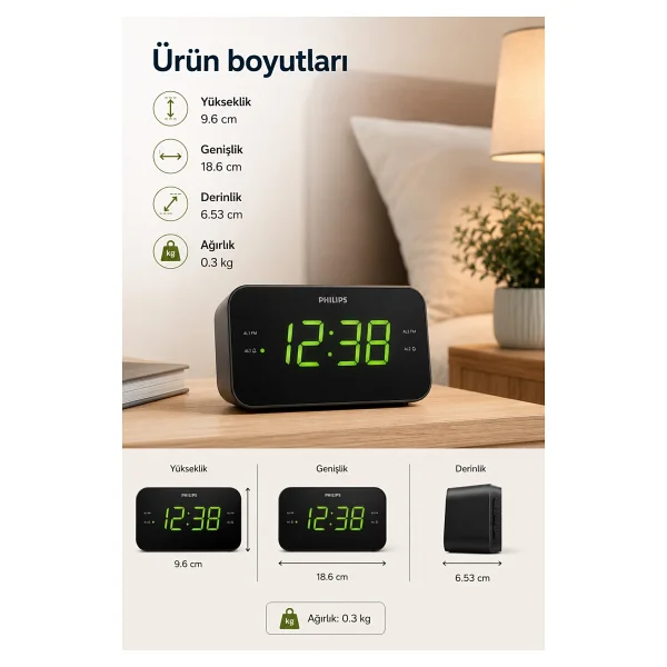 Philips Tar3306/12 Masaüstü Saatli Radyo - Görsel 4