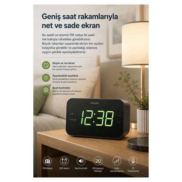 Philips Tar3306/12 Masaüstü Saatli Radyo - Görsel 5