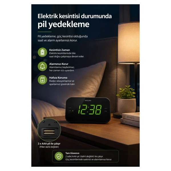 Philips Tar3306/12 Masaüstü Saatli Radyo - Görsel 7