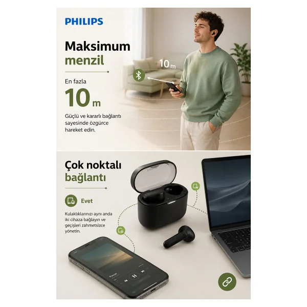 Philips Tat2139 Kulak İçi Bluetooth Kulaklık - Görsel 4
