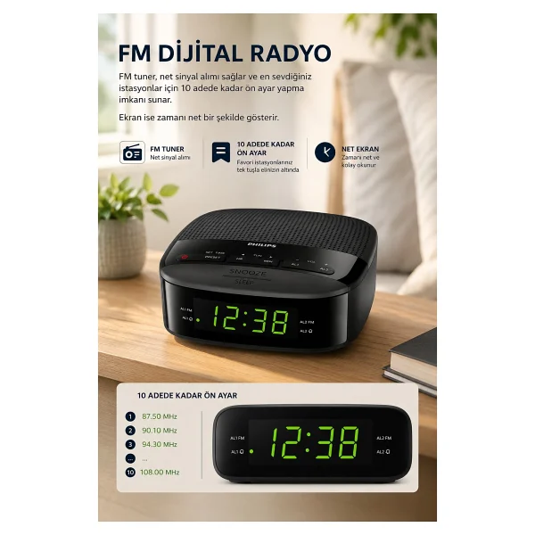 Philips Tar3205 Alarmlı Ve Saatli Radyo - Görsel 4