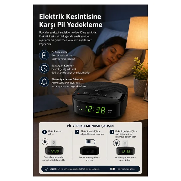 Philips Tar3205 Alarmlı Ve Saatli Radyo - Görsel 6