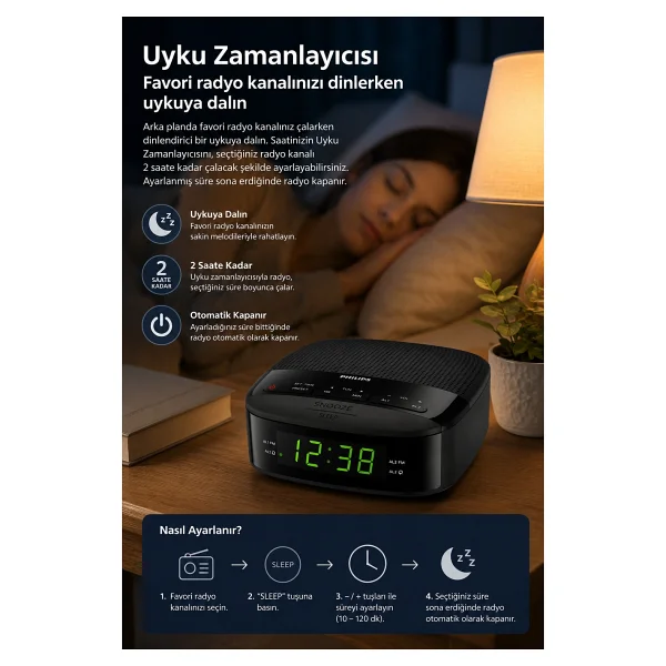 Philips Tar3205 Alarmlı Ve Saatli Radyo - Görsel 7