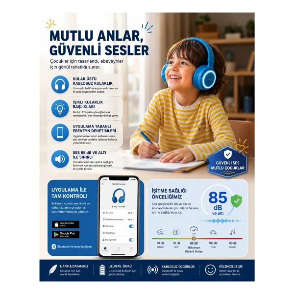 Philips Tak4206bl Mavi Kulak Üstü Bluetooth Kulaklık - Görsel 5