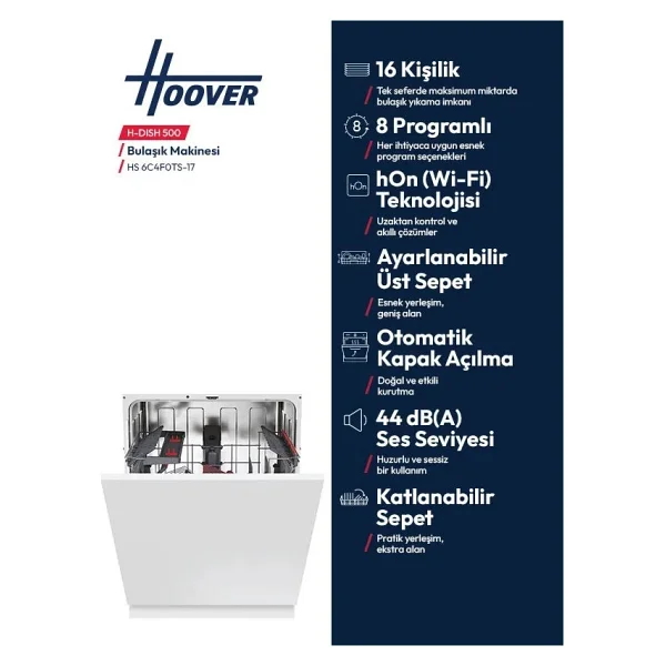Hoover Hs 6c4f0ts-17 8 Programlı Ankastre Bulaşık Makinesi - Görsel 4
